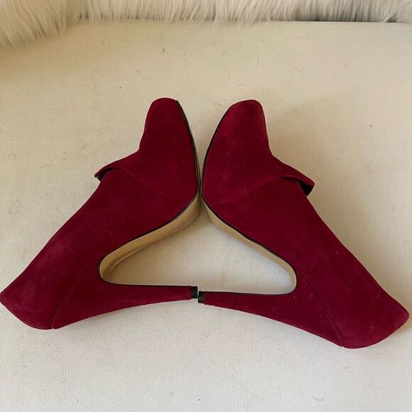 Nine West leather suede red wine hidden platform heels pointed toe size 10.5M - Picture 9 of 11